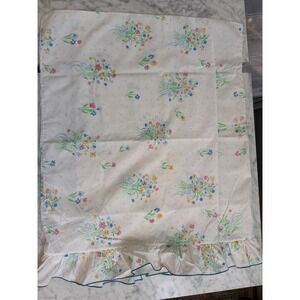 Vintage Utica Floral Ruffled Pillowcase Set of 2 Standard No Iron Percale USA